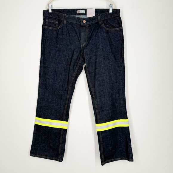 NWT Dickies Industrial Enhanced Visibility Denim Dark Wash Reflective Womens 12P - Picture 1 of 11